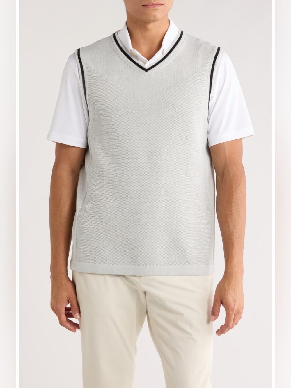 NWT RHONE The Turn Golf V-Neck Sweater Vest Men’s XL Sleet Gray & Black